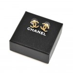Chanel Studded CC Logo Gold Tone Stud Earrings