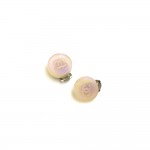 Chanel Round Iridescent White CC Logo Button Earrings