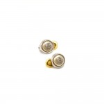 Vintage Chanel Round Small Faux Pearl CC Logo & Silver Tone Hardware Earrings