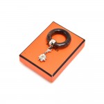 Hermes Wooden Scarf Ring with Silver-tone Star Charm