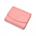 Vintage Chanel Pink Caviar Leather CC Logo Bifold Wallet