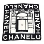 Chanel Paris Rue Cambon Chanel Storefront Black & White Silk Scarf