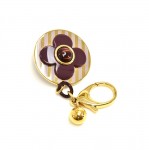 Louis Vuitton Rayures Purple Monogram Flower Gold-Tone Keychain / Bag Charm
