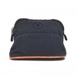 Hermes Trousse Bolide 15 Navy Cotton Cosmetic Travel Pouch