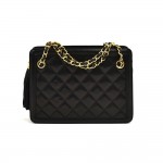 Chanel Black Quilted Lambskin Leather Tassel and Chain Shoulder Bag