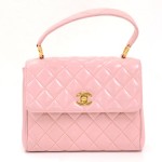 Chanel Pink Quilted Leather Hand Bag Gold CC