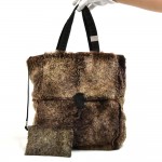 Vintage Chanel Brown Lapin Fur x Suede Leather Tote Bag