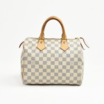 Louis Vuitton Speedy 25 White Damier Azur Canvas City Handbag