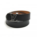 Louis Vuitton LV Initiales Black Epi Leather Silver Buckle Belt 30mm 95/33