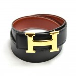 Hermes Constance Black & Brown Reversible Waist Belt 32 mm-Size 65