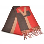 Louis Vuitton Striped Tricolor Red Wool & Cashmere Blend Scarf