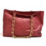 Chanel Jumbo XL Red Lambskin Leather Shoulder Shopping Tote Bag