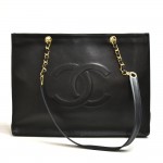 Vintage Chanel Jumbo XL Black Lambskin Leather Shoulder Shopping Tote Bag