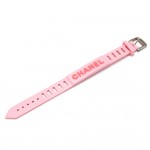 Vintage Chanel Pink Logo Rubber Buckle Bracelet