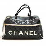 Chanel Signature Black Quilted Calfskin Boston Travel Bag