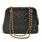 Vintage Chanel Mini Black Quilted Lambskin Leather Chain Shoulder Bag