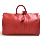 Vintage Louis Vuitton Keepall 45 Red Epi Leather Travel Bag