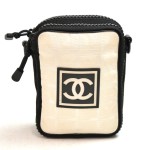 Chanel Travel Line Black x White Jacquard Nylon Shoulder Pouch Bag