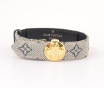 Louis Vuitton Navy Blue Mini Monogram Leather Canvas Bracelet V618