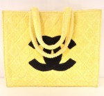 Chanel Yellow towel cotton x leather XLarge shoulder bag CC A669