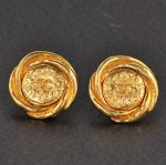 Vintage Chanel Gold Tone CC Round Earrings