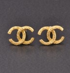 Vintage Chanel Gold Tone CC Logo  Earrings