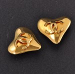 Vintage Chanel Gold Tone Heart Shaped Earrings CC