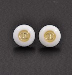 Chanel White x Black CC Round Earrings