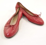 Chanel Red Flat Ballet Shoes Size 35 1/2  Made In Italy A647
