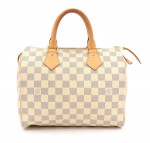 Louis Vuitton White Damier Azur canvas Speedy 25 Hand bag