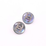 Chanel Shell Marble Round CC Logo Earrings