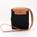 Hermes Black x Beige Canvas Herbag TPM Shoulder Bag