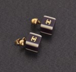 Chanel Purple x White Cube Shaped Earrings CC