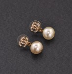 Chanel Gold Tone x Pearl Earrings CC Logo