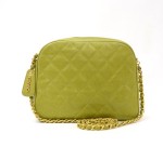 Vintage Chanel Green Caviar Quilted Leather Handbag Gold CC