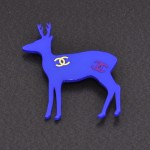 Chanel Blue Deer Motif Brooch CC Logo