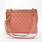 Vintage Chanel Pink Quilted Caviar Leather Tote Shoulder Bag X725