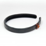 Chanel Black Leather Head Hair band twist lock motif CC Logo  X966