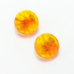 Chanel Orange CC Logo Gold Tone Round Earrings SS310