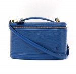 Louis Vuitton Blue Epi Leather Nice Beauty Travel Case + Strap