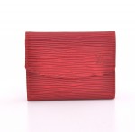 Louis Vuitton Red Epi Leather Porte Monnaie Simple Coin Case