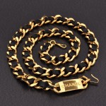 Chanel Gold Tone Chain x Black Leather Belt CC