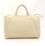 Louis Vuitton White Lin Dune Mini Monogram Speedy 30 Handbag