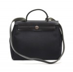 Hermes Beige x Black Canvas Leather Herbag PM 2 in 1 Shoulder Bag