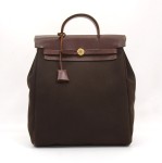 Hermes Brown Canvas x Leather Herbag Ado 2 in 1 Backpack Bag