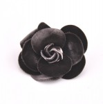 Chanel Dark Brown Velvet Camellia Flower Brooch Pin
