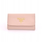 Prada light Pink Beige Leather 6 Key Case