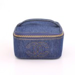 Chanel Blue Denim Vanity Case Cosmetic Bag