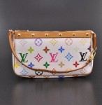 Louis Vuitton Pochette Accessories White Multicolor Canvas Hand Bag