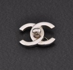 Chanel Silver Tone CC Twist Lock Pin Brooch